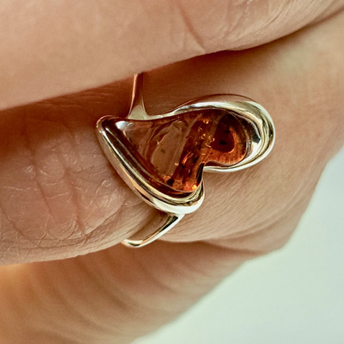 HWG-2375 Ring, Heart Rum Amber $35 at Hunter Wolff Gallery